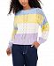 No Comment Juniors' Striped Balloon-Sleeve Sweater
