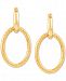 Twisted Oval Hoop Earrings in 14k Yellow Gold