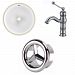 AI-26673 - American Imaginations - 16.5 Inch Round Undermount Sink Set with 1 Hole Faucet and Overflow Drain IncludedEnamel Glaze/Chrome/White Finish -