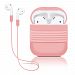 Navor Shockproof Silicone Protective Air Pods Case Cover with Earphone Sports Anti-Lost Strap - Pink