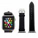 Navor Leather Replacement Band with Metal Clasp Compatible with Apple Watch Series 1-2-3 [IWB-35] - 42MM / Black