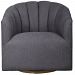 23536 - Uttermost - Cuthbert - 32.25 inch Modern Swivel Chair Light Charcoal Gray Fabric/Brushed Brass Finish - Cuthbert