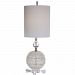 29741-1 - Uttermost - Mazarine - 1 Light Buffet Lamp Gloss White Glaze/Polished Nickel/Crystal Finish with White Linen Fabric Shade - Mazarine