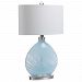 28281-1 - Uttermost - Aquata - 1 Light Table Lamp Brushed Nickel Finish with Light Blue/Translucent Glass with Off-White Fabric Shade - Aquata