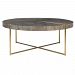 25378 - Uttermost - Taja - 42 inch Round Coffee Table Brushed Brass/Dark Walnut Stain Wash/Light Gray Glaze Finish - Taja