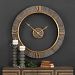06097 - Uttermost - Alphonzo - 39.38 Inch Modern Wall Clock Charcoal Stained Fir Wood/Antiqued Gold Finish - Alphonzo