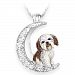 I Love My Shih Tzu To The Moon And Back Women's Crescent-Shaped Swarovski Crystal Dog Pendant Necklace