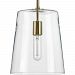 P500241-012 - Progress Lighting - Clarion Pendant 1 Light Satin Brass Finish with Clear Glass - Clarion