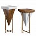 25455 - Uttermost - Kanos - 23.75 inch Accent Table (Set of 2) Gloss White/Walnut/Antique Gold Finish - Kanos