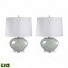 307G/S2-LED - Dimond Lighting - Blown Glass - 27 Inch 19W 2 LED Oval Table Lamp (Set of 2) Grey Finish with White Fabric Shade - Blown Glass