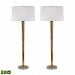 711/S2-LED - Dimond Lighting - 37 Inch 19W 2 LED Table Lamp (Set of 2) Mercury Gold Finish with Laura Cream/Gold Fabric Shade -