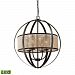 57029/4-LED - Elk Lighting - Diffusion - 24 Inch 38W 4 LED Chandelier Oil Rubbed Bronze Finish with Mercury Glass with Beige Organza Shade - Diffusion