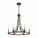 16548/6 - Elk Lighting - Woodbridge - Six Light Chandelier Matte Black/Weathered Oak/Aged Brass Finish - Woodbridge