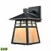 87050/1-LED - Elk Lighting - Cottage - 11 Inch 9.5W 1 LED Outdoor Wall Lantern Matte Black Finish with Honey Art/Clear Hammered Glass - Cottage