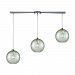 31380/3L-GN - Elk Lighting - Watersphere - Three Light Linear Mini Pendant Polished Chrome Finish with Light Green Hammered Glass - Watersphere