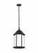 6238751-12 - Generation Lighting - Sevier - 1 Light Outdoor Pendant Black Finish With Satin Etched Glass - Sevier