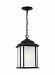 60531-12 - Generation Lighting - Kent - 1 Light Outdoor Pendant Black Finish With Satin Etched Glass - Kent