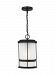 6290901-12 - Generation Lighting - Wilburn - 1 Light Outdoor Pendant Black Finish With Satin Etched Glass - Wilburn