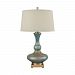 D3641 - Dimond Lighting - Xuclar - One Light Table Lamp Cafe Bronze Finish with Shoreline Green Art Glass with Beige Linen Shade - Xuclar