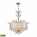 16282/4-LED - Elk Lighting - Asbury - 26 Inch 19.2W 4 LED Chandelier Aged Silver Finish with Silver Organza/White Fabric Shade - Asbury