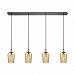 10840/4LP - Elk Lighting - Hammered Glass - Four Light Linear Pendant Oil Rubbed Bronze Finish with Amber-Plated Hammered Glass - Hammered Glass