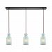 45345/3LP - Elk Lighting - Weatherly - Three Light Linear Mini Pendant Oil Rubbed Bronze Finish with Chalky Seafoam Glass - Weatherly