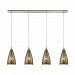 10507/4LP - Elk Lighting - Illusions - Four Light Linear Pendant Satin Nickel Finish with 3-D Fishscale Glass - Illusions