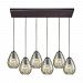 10780/6RC - Elk Lighting - Lagoon - Six Light Rectangular Pendant Oil Rubbed Bronze Finish with Champagne-Plated Water Glass - Lagoon