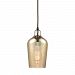 10840/1-LA - Elk Lighting - Hammered Glass - One Light Pendant with Recessed Lighting Kit Oil Rubbed Bronze Finish with Hammered Amber Plated Glass - Hammered Glass