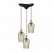 10830/3 - Elk Lighting - Hammered Glass - Four Light Linear Pendant Oil Rubbed Bronze Finish with Hammered Mercury Glass - Hammered Glass