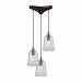 10671/3 - Elk Lighting - Hand Formed Glass - Three Light Triangular Pendant Oil Rubbed Bronze Finish with Clear Hand-Formed Glass - Hand Formed Glass
