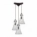 10555/3 - Elk Lighting - Hand Formed Glass - Three Light Triangular Pendant Oil Rubbed Bronze Finish with Clear Hand-Formed Glass - Hand Formed Glass