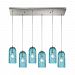 10620/6RC - Elk Lighting - Ansegar - Six Light Pendant Aqua Glass Satin Nickel Finish with Textured Aqua Glass - Ansegar
