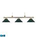167-PB-GR-LED - Elk Lighting - Casual Traditions - Three Light Island Polished Brass Finish with Green Metal Shade - Casual Traditions