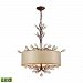 16292/4-LED - Elk Lighting - Asbury - 26 Inch 19.2W 4 LED Chandelier Spanish Bronze Finish with Frosted Glass with Beige Organza/White Fabric Shade with Clear Crystal - Asbury
