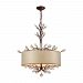 16292/4 - Elk Lighting - Asbury - Four Light Chandelier Spanish Bronze Finish with Frosted Glass with Beige Organza/White Fabric Shade with Clear Crystal - Asbury