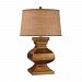 D2870 - Elk Home - Carved Wood Post Table Lamp Dark Russian Oak Finish with Natural Burlap Shade -