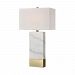 D4105 - Elk Home - Mantua - Two Light Table Lamp White Marble/Gold Finish with White Fabric Shade - Mantua
