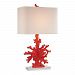 D2493 - Elk Home - Red Coral - One Light Table Lamp Red Coral Finish with Off-White Linen Shade - Red Coral