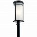 49690BK - Kichler-Lighting-Canada - Toman - One Light Outdoor Post Lantern Black Finish with Satin Etched Glass - Toman