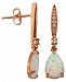 18K Rose Gold over Sterling Silver with Lab Created Opal and Cubic Zirconia Drop Earrings