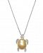 Baroque Cultured Golden South Sea Pearl (10mm) & Diamond Accent Turtle 18" Pendant Necklace in Sterling Silver