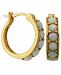 18K Gold over Sterling Silver with Lab Created Opal Hoop Earrings