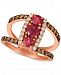 Le Vian Rhodolite (1 ct. t. w. ) & Nude & Chocolate Diamond (5/8 ct. t. w. ) Statement Ring in 14k Rose Gold