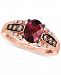 Le Vian Raspberry Rhodolite (1-1/3 ct. t. w. ), Chocolate Diamond (1/5 ct. t. w. ) and Vanilla Diamond Accent Ring in 14k Rose Gold