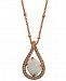 18K Rose Gold over Sterling Silver with Lab Created Opal and Cubic Zirconia Drop Design Pendant