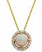 Lab Created Opal (6 mm) and Cubic Zirconia Pendant in 18k Yellow Gold Over Sterling Silver