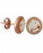 18K Rose Gold over Sterling Silver with Lab Created Opal and Cubic Zirconia Stud Earrings