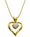 18K Gold over Sterling Silver with Lab Created Opal Heart Pendant with 18" Chain