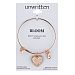 Unwritten Heart & Crystal Charm Bangle Bracelet in Rose Gold-Tone Stainless Steel with Silver Plated Charms